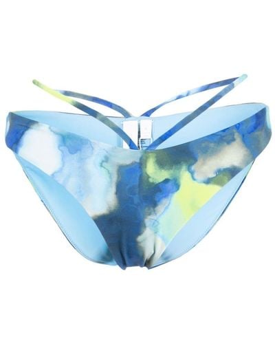 Jonathan Simkhai Waist-strap Watercolour Bikini Bottoms - Blue