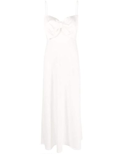 RIXO London Leanna Bow-embellished Midi Dress - White