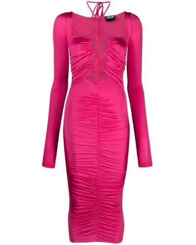 Versace カットアウト レースアップ ドレス - ピンク