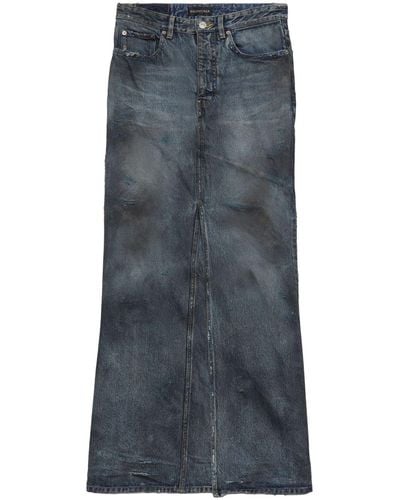 Balenciaga Ausgeblichener Jeans-Maxirock - Blau