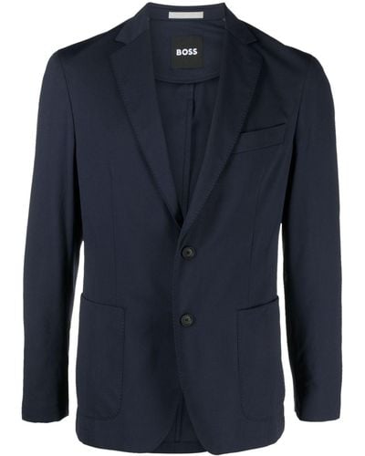 BOSS Blazer monopetto con revers a lancia - Blu