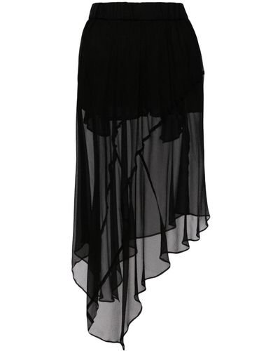 Sacai Semi-sheer Silk Skirt - Black