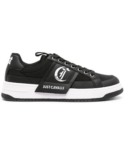 Just Cavalli Logo-print Leather Sneakers - Black