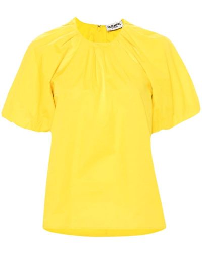 Essentiel Antwerp Puff-sleeve Cotton Blouse - Yellow