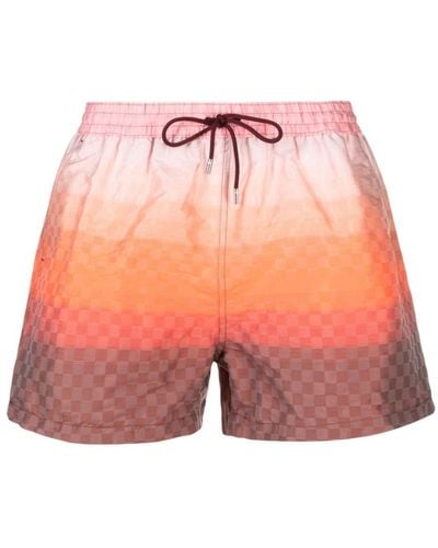 Paul Smith Gradient Check-jacquard Swim Shorts - Pink