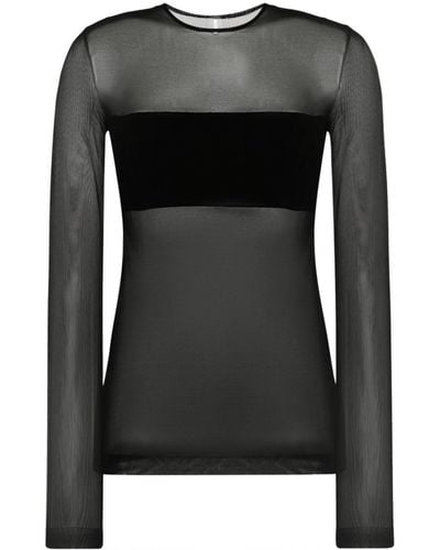 Norma Kamali Transparencies Long Sleeve Top - Black