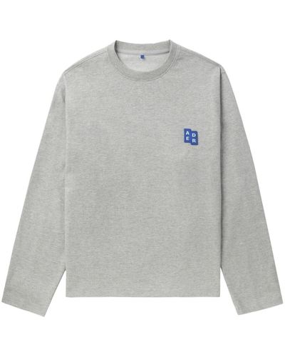 Adererror Tetris-appliqué Cotton T-shirt - Grey