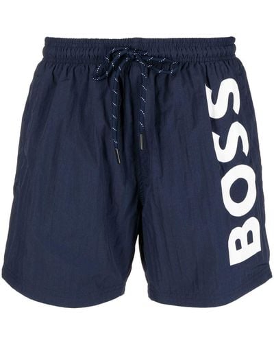 BOSS Octopus Logo-print Swim Shorts - Blue
