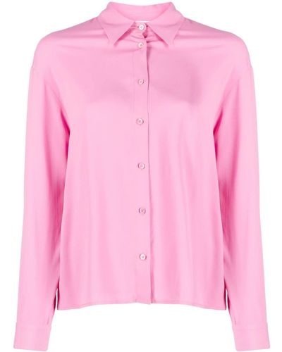 Peserico Pointed-collar Stretch-silk Shirt - Pink