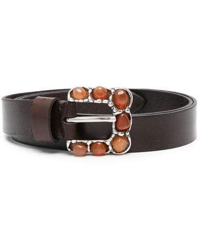 P.A.R.O.S.H. Bead-embellished leather belt - Nero