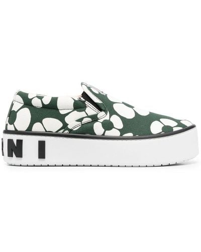 Marni Sneakers mit Blumen-Print - Grün