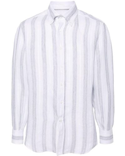 Brunello Cucinelli Striped Linen Shirt - White