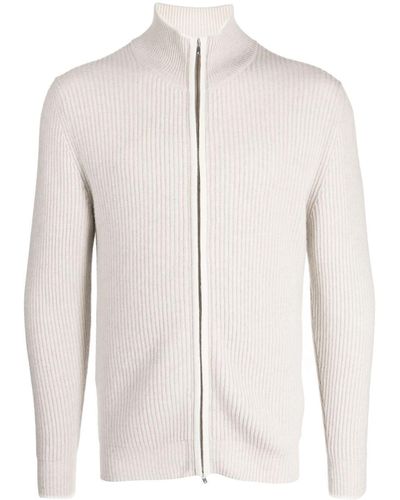 N.Peal Cashmere Ribbed-knit Cashmere Cardigan - Natural