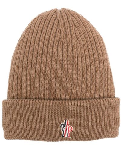3 MONCLER GRENOBLE Logo-embroidered Padded Wool Beanie - Brown