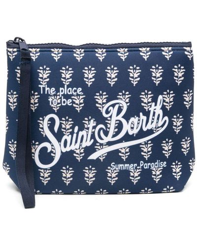 Mc2 Saint Barth Aline Leaf-print Wash Bag - Blue