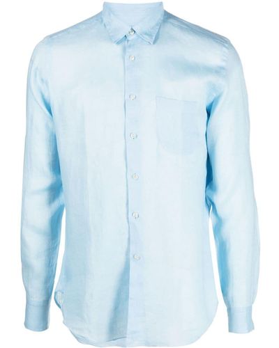 Peninsula Button-down Fastening Linen Shirt - Blue