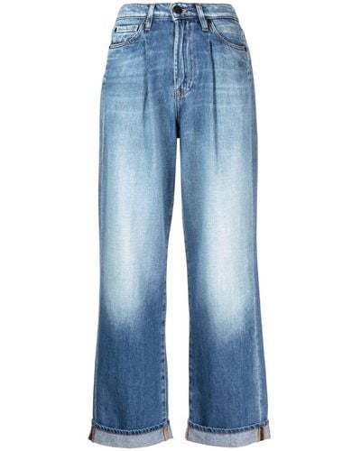 3x1 Weite Jeans mit Bleached-Optik - Blau