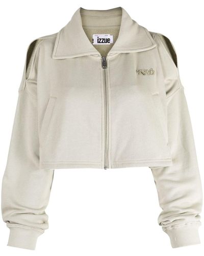 Izzue Logo-embroidered Zip-up Jacket - Natural