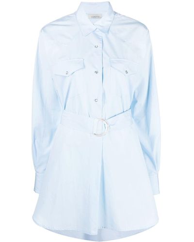 Laneus Robe-chemise ceinturée à manches longues - Bleu