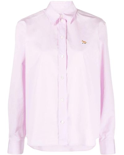 Maison Kitsuné Baby Fox-patch Poplin Shirt - Pink