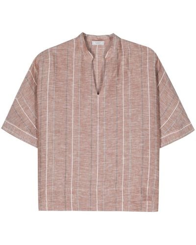 Peserico Striped Linen Blouse - Pink