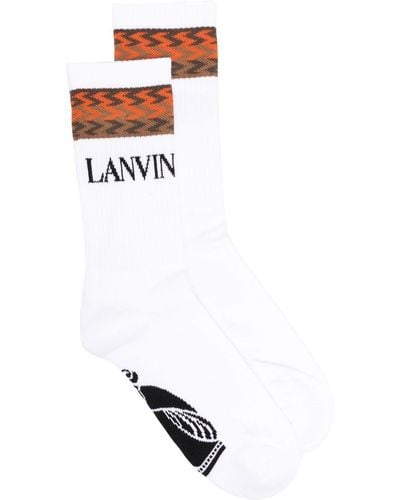 Lanvin Logo-print Calf-length Socks - White