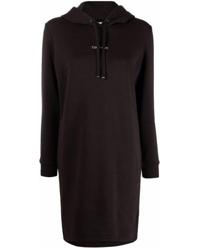 Calvin Klein Logo-print Hoodie Short Dress - Black