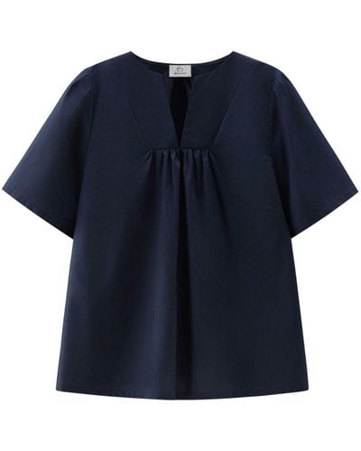 Woolrich Pleat-detailing Poplin Blouse - Blue