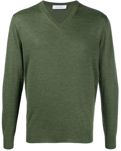 Cruciani Long-sleeve V-neck Sweater - Green
