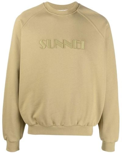 Sunnei Logo-embroidered Crew-neck Sweatshirt - Natural