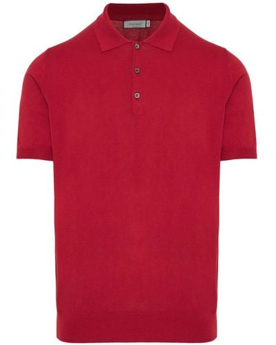 Canali Fijngebreid Poloshirt - Rood