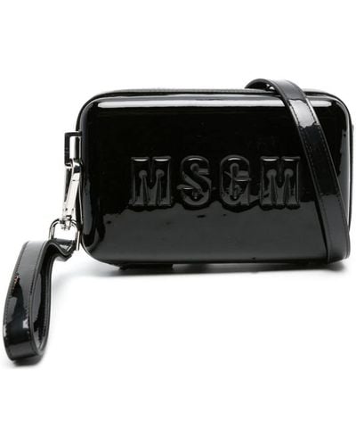 MSGM Bolso de hombro con logo en relieve - Negro