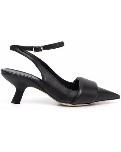 Vic Matié Pointed Low-heel Court Shoes - Black
