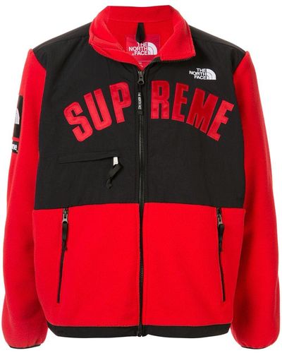 Supreme X The North Face Arc Logo Denali Fleece Jacket - Red