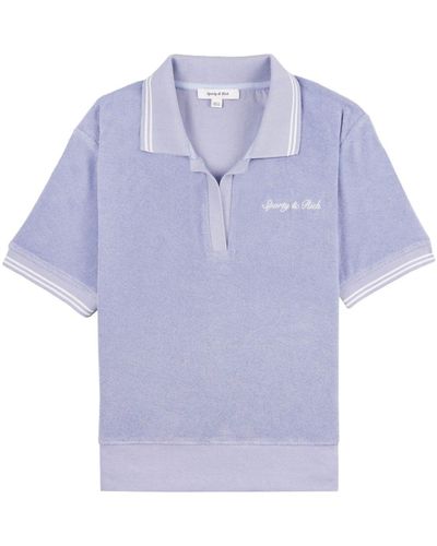 Sporty & Rich Syracuse Embroidered Cotton Polo - Purple