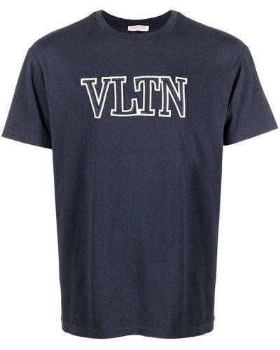 Valentino Garavani Vltn Logo-embroidered T-shirt - Blue