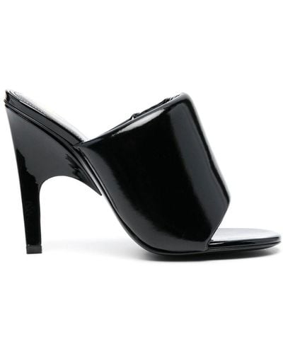 The Attico Mules Rem 100 mm en cuir verni - Noir