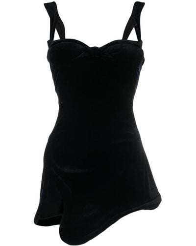 Mugler Sweetheart-neck Asymmetric Mini Dress - Black