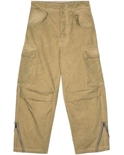 Laneus Rhinestone-embellished Cargo Trousers - Natural