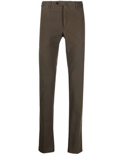 PT Torino Pantalones chino slim de talle medio - Marrón