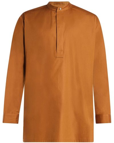 Qasimi Press-stud Long-sleeve Shirt - Brown