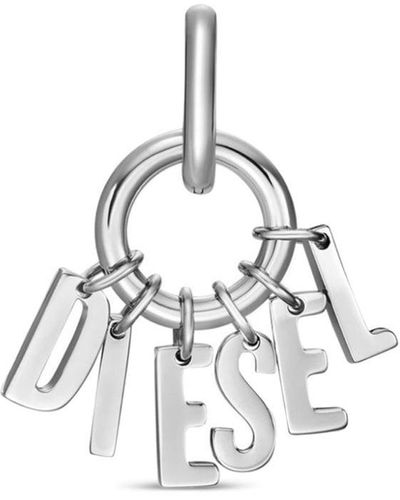 DIESEL Logo-lettering Hoop Earring - White