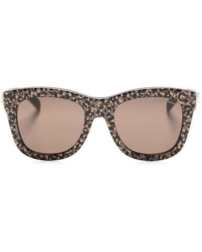 Michael Kors Leopard-print Square-frame Sunglasses - Natural
