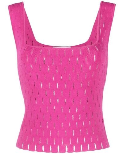 Genny Perforated Sleeveless Knitted Top - Pink