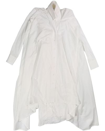 Marc Le Bihan Draped Cotton Shirt Dress - White