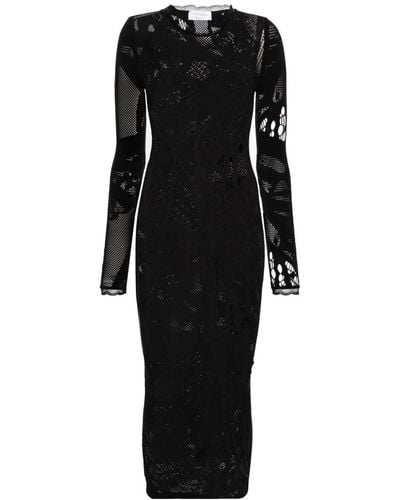 Blumarine Perforated Bodycon Midi Dress - Black