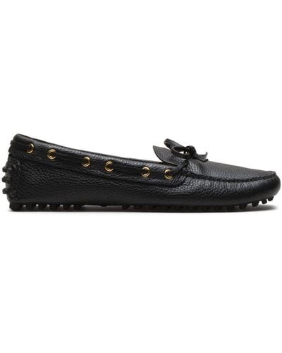 Car Shoe Grained-leather Driving Shoes - Black