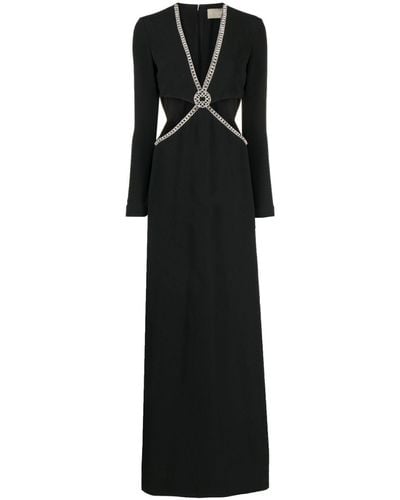 Elie Saab Crystal-embellished Cut-out Gown - Black
