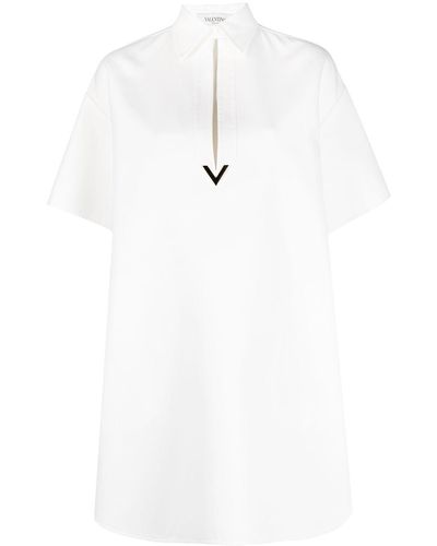 Valentino ゴールドv ショートスリーブ ドレス - ホワイト