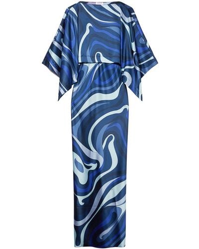 Emilio Pucci Abstract-print Satin-finish Dress - Blue